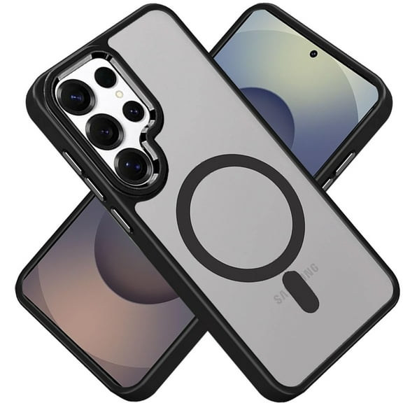 For Samsung Galaxy S25 Ultra Case, MagSafe Compatible Transparent Greatest Clear Acrylic with Color Frame Thick Hybrid TPU Hard Phone Cover (Clear Black)