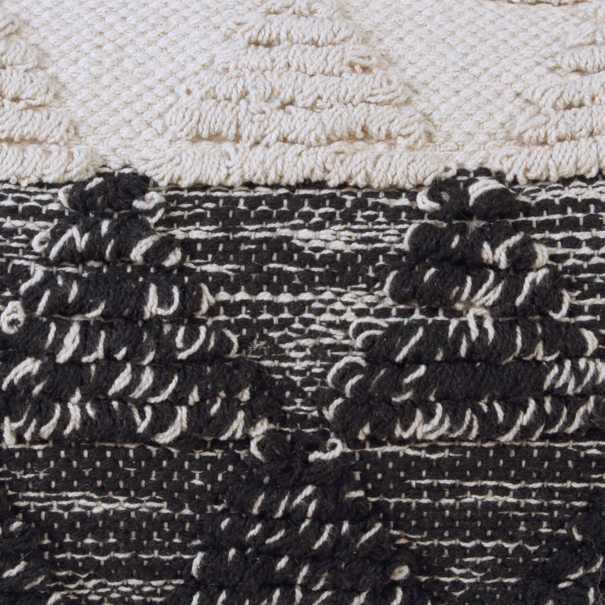 Laddha Home Designs Handwoven Two Tone Geometric Cotton Lumbar Pillow Cover - 36" - Black and White