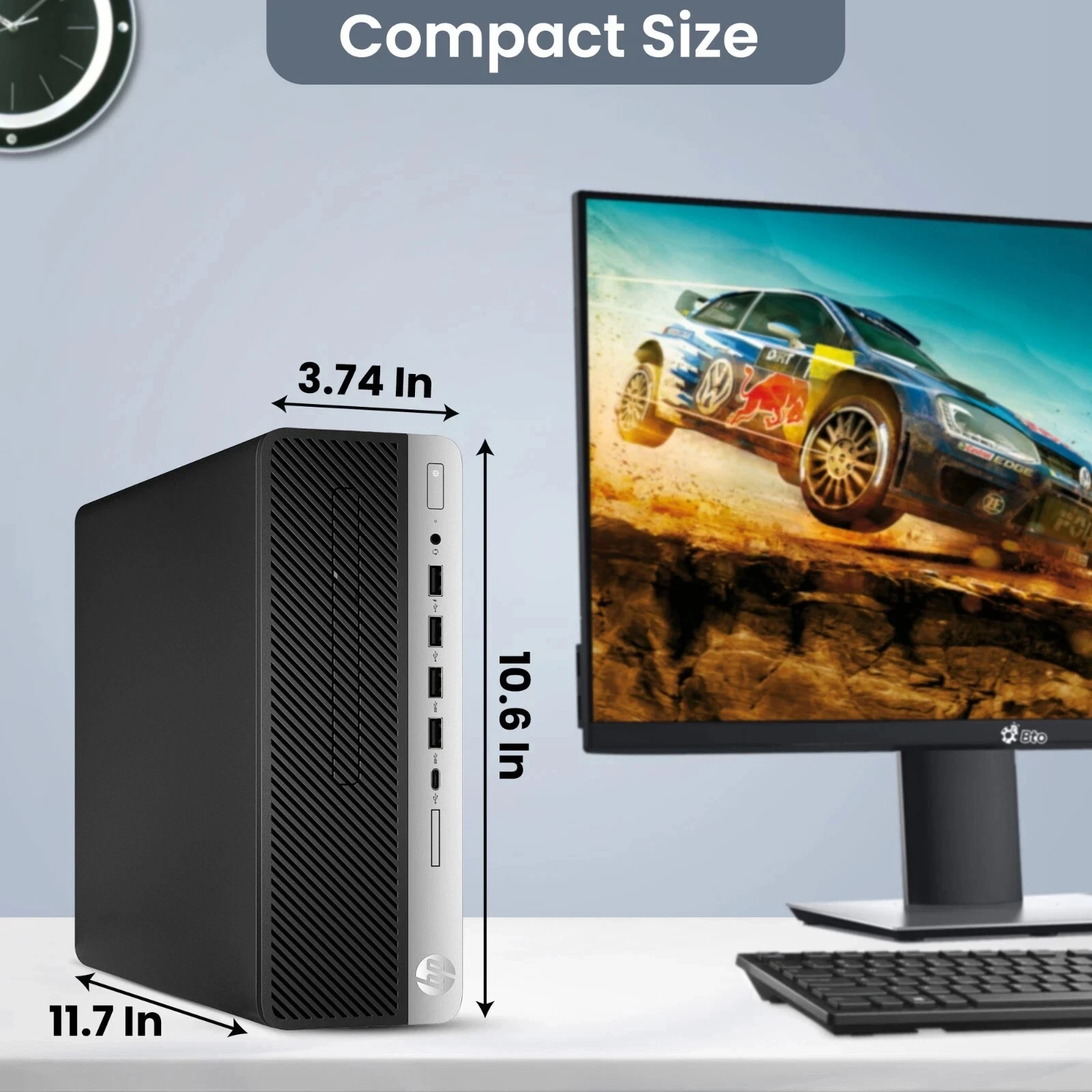 Restored HP G4 Gaming Desktop Computer PC – Intel Core i5-8500 – 16GB DDR4 RAM – 512GB SSD – 24" LED Monitor – RGB Keyboard & Mouse – NVIDIA GeForce GT 1030 DDR5 – WiFi – Windows 11 Pro (Refurbished)