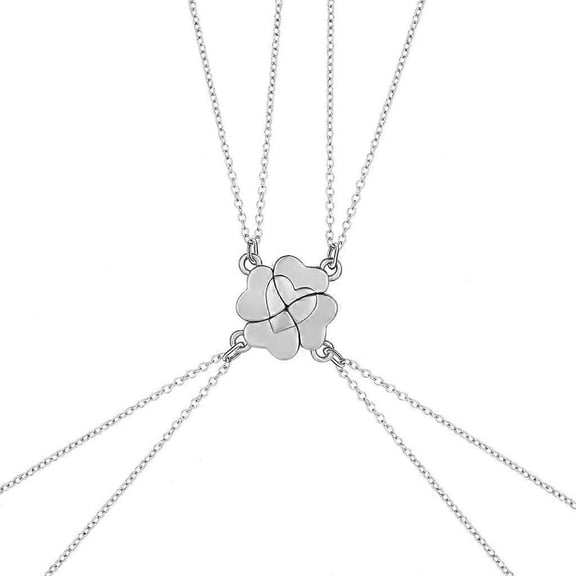 4Pcs Best Friend Necklace Magnet Heart Pendant Choker Heart Four Leaf Clover