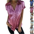thumbnail image 2 of fheaev Roll Up Shirt Women Short Sleeve Button Blouse Collared Tops Work Tunic Tops With Pocket, 2 of 6