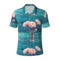 thumbnail image 2 of Daiia Flowers in Glass Vase Pattern Men’s Polo Shirts,Solid Deck Shirt,Classic Fit, Breathable Cotton Polo for Casual and Sport Wear-Small, 2 of 7