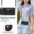 thumbnail image 5 of for Samsung Galaxy S25 Zipper Wallet Case with Card Holder, Crossbody Lanyard Purse Cover [Removable Shoulder Strap] with Kickstand for Samsung Galaxy S25 Zip-Black, 5 of 18