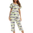 thumbnail image 4 of HAHDAXIA Womens Pajama Set Cotton Capri Pant Pyjama Short Sleeve Sleepwear Summer Pjs, 4 of 7
