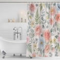 thumbnail image 3 of Pink Watercolor Floral Shower Curtain, Waterproof Shower Curtains for Bathroom, Spring Botanical Leave Flowers Washable Fabric Bathtub Curtain Set Bath Decor with 12 Hooks Standard 72"x72", 3 of 8