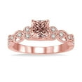 thumbnail image 2 of 1.25 Carat Princess cut Morganite and Diamond Engagement Ring in 14k Rose Gold affordable morganite & diamond engagement ring, 2 of 3