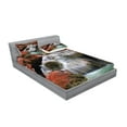 thumbnail image 2 of Ambesonne Landscape Fitted Sheet & Pillow Sham Set, Fall Trees with Rock, Full, Red White and Pale Brown, 2 of 2