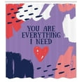 thumbnail image 3 of Saying Shower Curtain, Romantic Creative Valentines Day Typography with You are Everything I Need, Fabric Bathroom Set with Hooks, 69W X 70L Inches, Mauve and Multicolor, by Ambesonne, 3 of 3