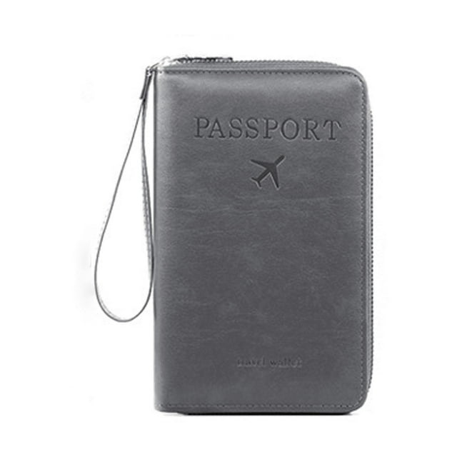 Travel Wallet RFID Blocking Passport Holder Function Zipper Organizer For Daily Commute Business Slim Card Document Pouch Mens Zip Wallet Lanyard Wallets Key Ring Wallet Western Wallets for Women