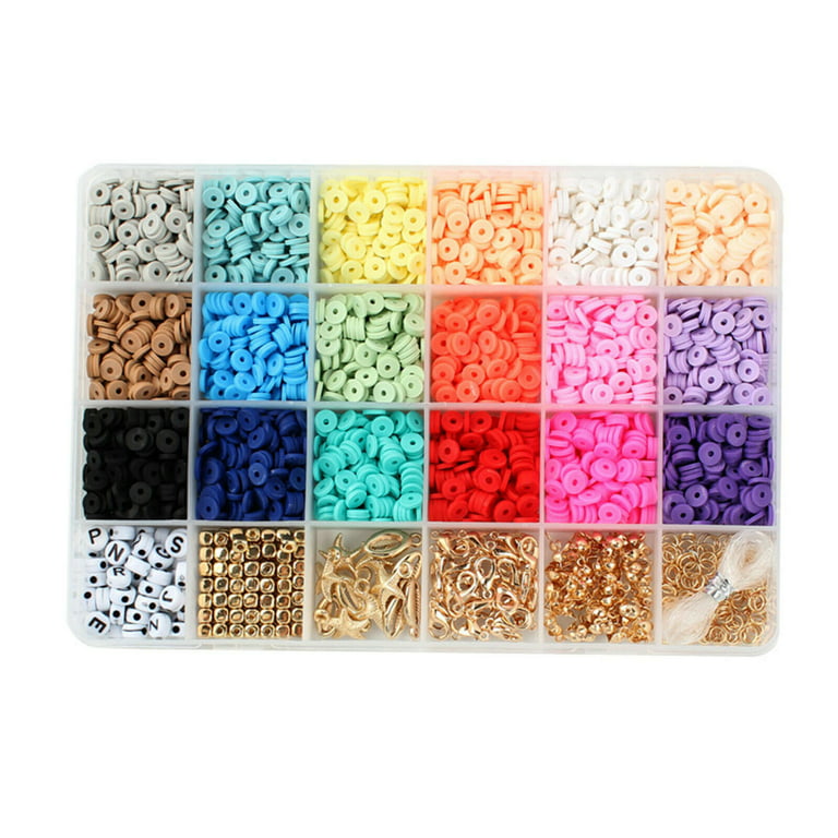 HTOCINQ 3900 Pieces Polymer Clay Heishi Disc Beads Preppy for Bracelets,  Flat Round Loose Evil Eye Letter Spacer Beads Bulk, DIY Making Kit for  Bracelet Necklace Anklet Jewelry Making (18 Colors, 6mm) 