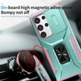 thumbnail image 6 of ELEHOLD for Samsung Galaxy S23 Plus Heavy Duty Case Shockproof Anti-Scratch with Built-in Magnetic Rotation Ring Holder Stand Case,Rugged Non-Slip Slide Lens Protector Hard Case Cover, green, 6 of 8