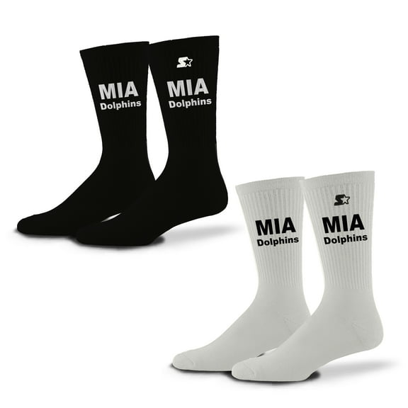 Unisex-Starter  Black/White Miami Dolphins Assist Socks 2 Pack