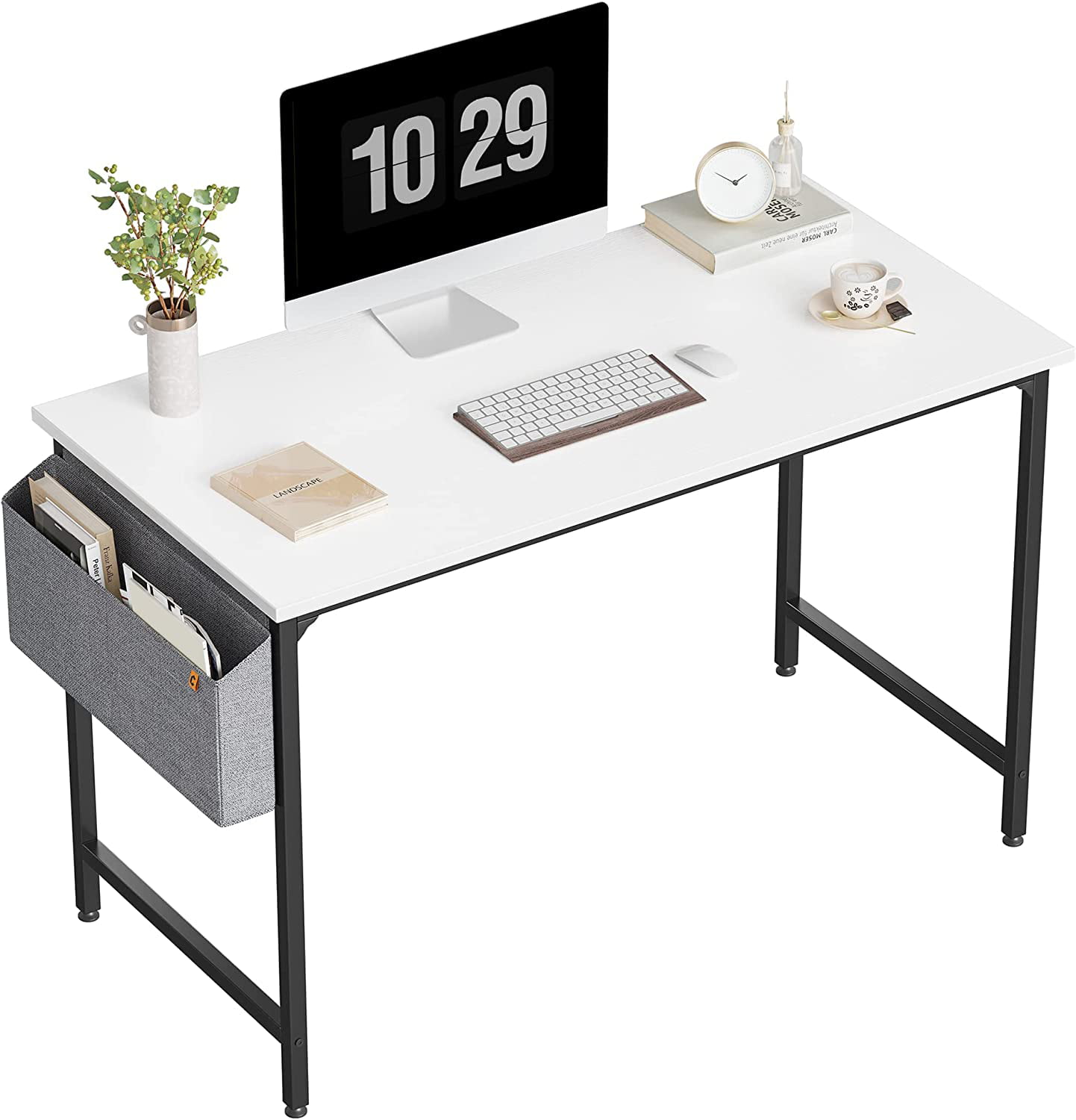 Modern Simple Style PC Desk CubiCubi Computer Desk 32 Study Writing Table for Home Office White Black Metal Frame 