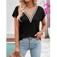 thumbnail image 4 of MEROKEETY Women Casual Short Sleeve Crew Neck Loose Blouse Black Medium, 4 of 6