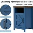 thumbnail image 6 of Navy Blue Farmhouse Nightstand Set of 2, Rustic End Table with Barn Door and Shelf, Bedside Table with Charging Station for Living Room, Bedroom, 6 of 9