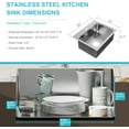 thumbnail image 6 of Bathenum 20" x 16" Drop in Kitchen Sink 304 Stainless Steel Single Bowl Topmount Kitchen Sink with Drain Kit and Bottom Grid, Brushed, 6 of 8