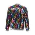 thumbnail image 2 of Mufeng Kids Girl's Sequin Baseball Jacket Long Sleeve Full-zip Bomber Jacket Glitter Coat Hip Hop Outfits Colorful 6, 2 of 7