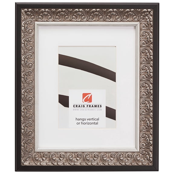 Craig Frames Furio, 20x26 inch Silver and Black Picture Frame Matted for a 16x22 Photo