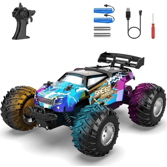 2.4GHz Remote Control Car, All Terrain RC Truck with LED Lights for Kids & Outdoor Play