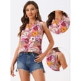 thumbnail image 2 of Camisa hawaiana para mujer Blusa de playa con botones florales tropicales Rosa Oscuro L, 2 of 5