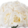 thumbnail image 4 of Enova Home  Artificial 21 Heads Silk Roses Fake Flowers Arrangement in Round Clear Glass Vase with Faux Water for Home Decoration Peach, 4 of 5