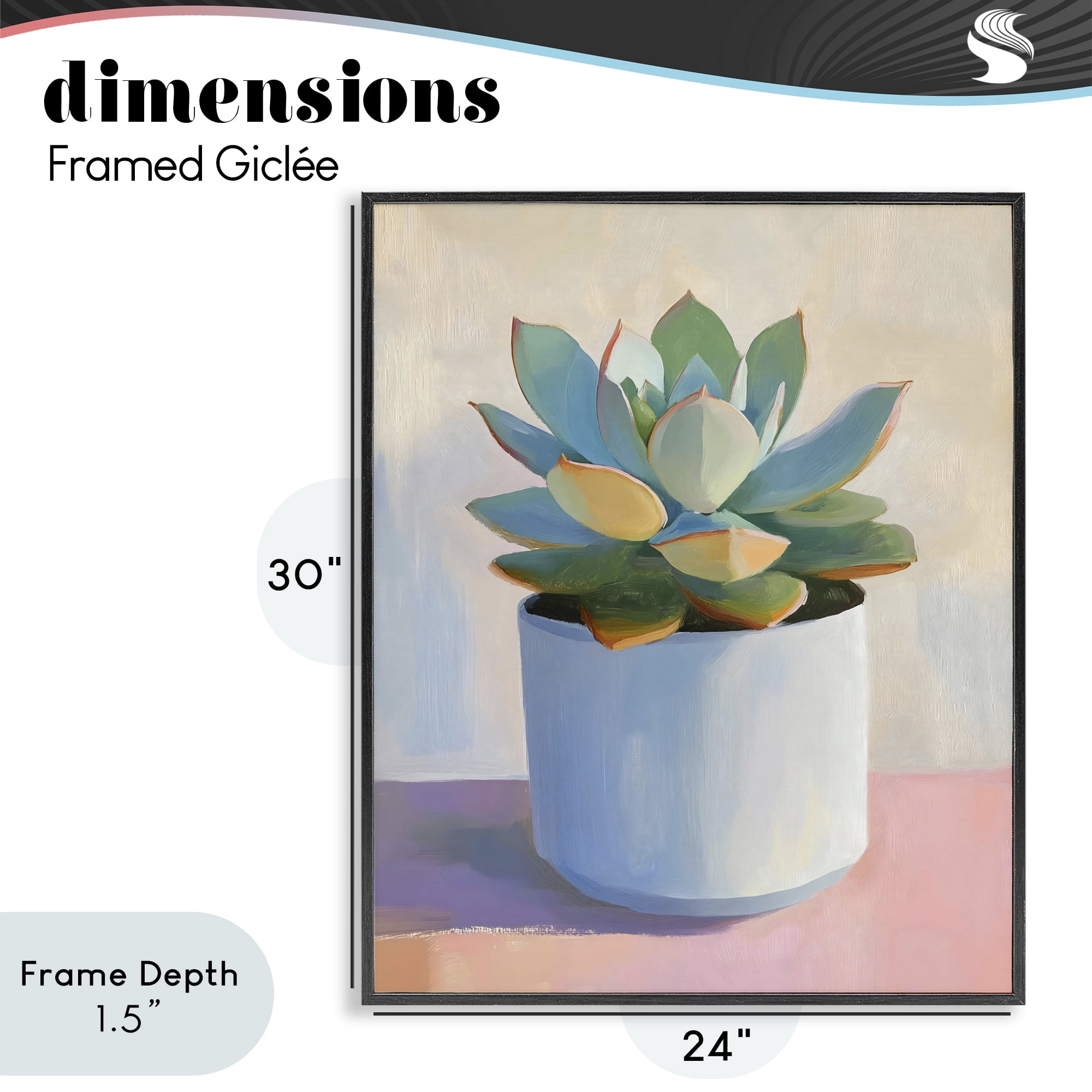 Stupell Industries Succulent Plant in White Pot Black Framed Giclee Art, design by The Prints Vibe