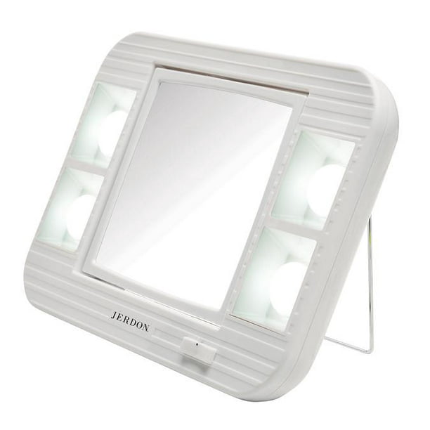 Jerdon Style J1015 LED Lighted Makeup Mirror with 5x Magnification, White Finish, 34.4 oz