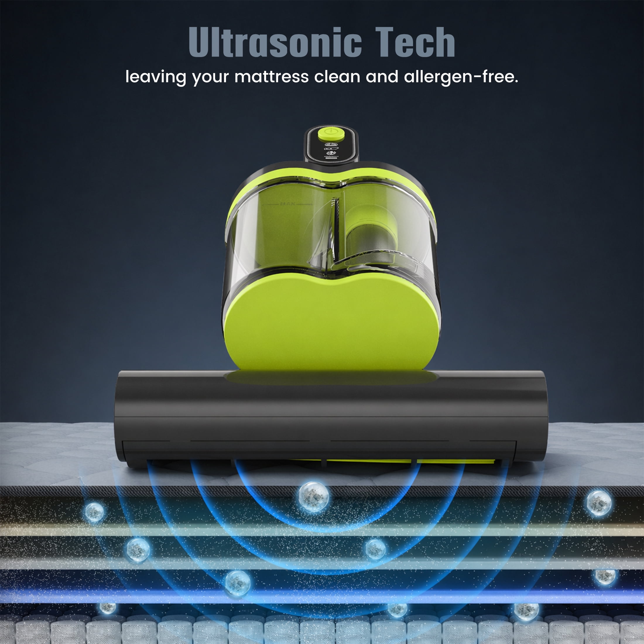 HYCHIKA Mattress Vacuum Cleaner with 16kPa Suction & 36000 Cpm, 273nm UV-C Light, 149℉ Heat & Ultrasonic for Pet Hair & Debris on Bed, Sofa, Carpet