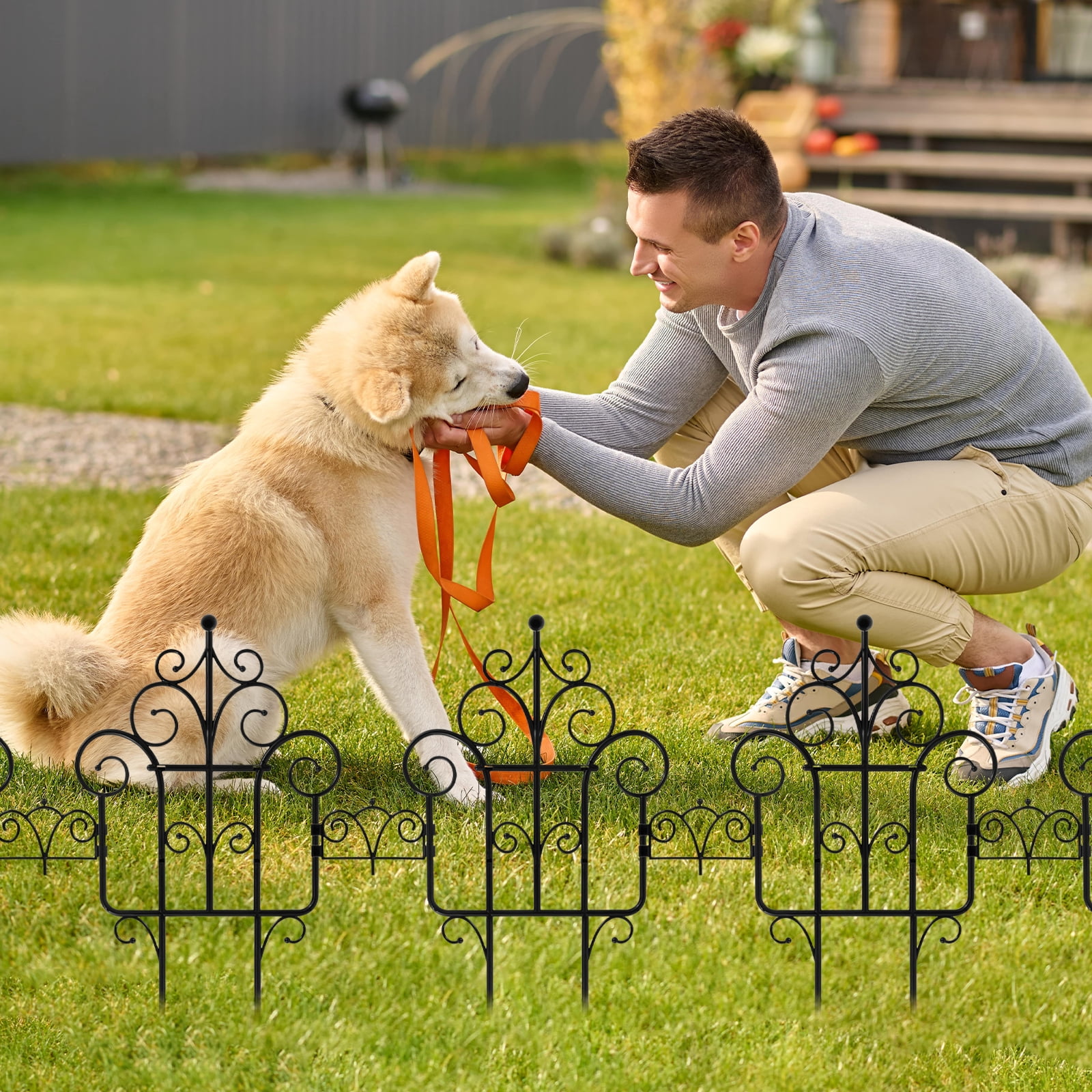 Threns 10Pcs Decorative Garden Fence Plastic Folding Lawn Border Outdoor Animal Barrier Fence Landscape Fencing for Yard Patio Flower Bed