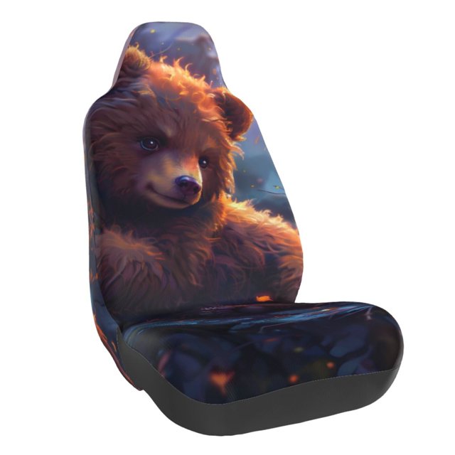 Balery Lazy Stone Bear Funda de Asiento para Auto con Diseño - Cubierta Frontal Suave y Transpirable con Protector Antideslizante- 1 Unidad
