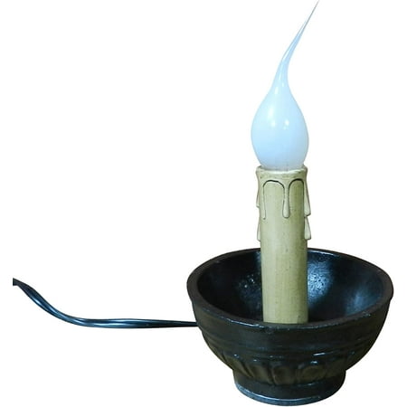 

Country Primitive Antique Finish Black Resin Bowl Electric Candle Lamp with Silicone Dipped Candle Bulb