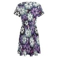 thumbnail image 5 of Grunge Graphic Flower Pattern Dress Summer Street Style Dresses Female Short Sleeve Printed Sundress, 5 of 7