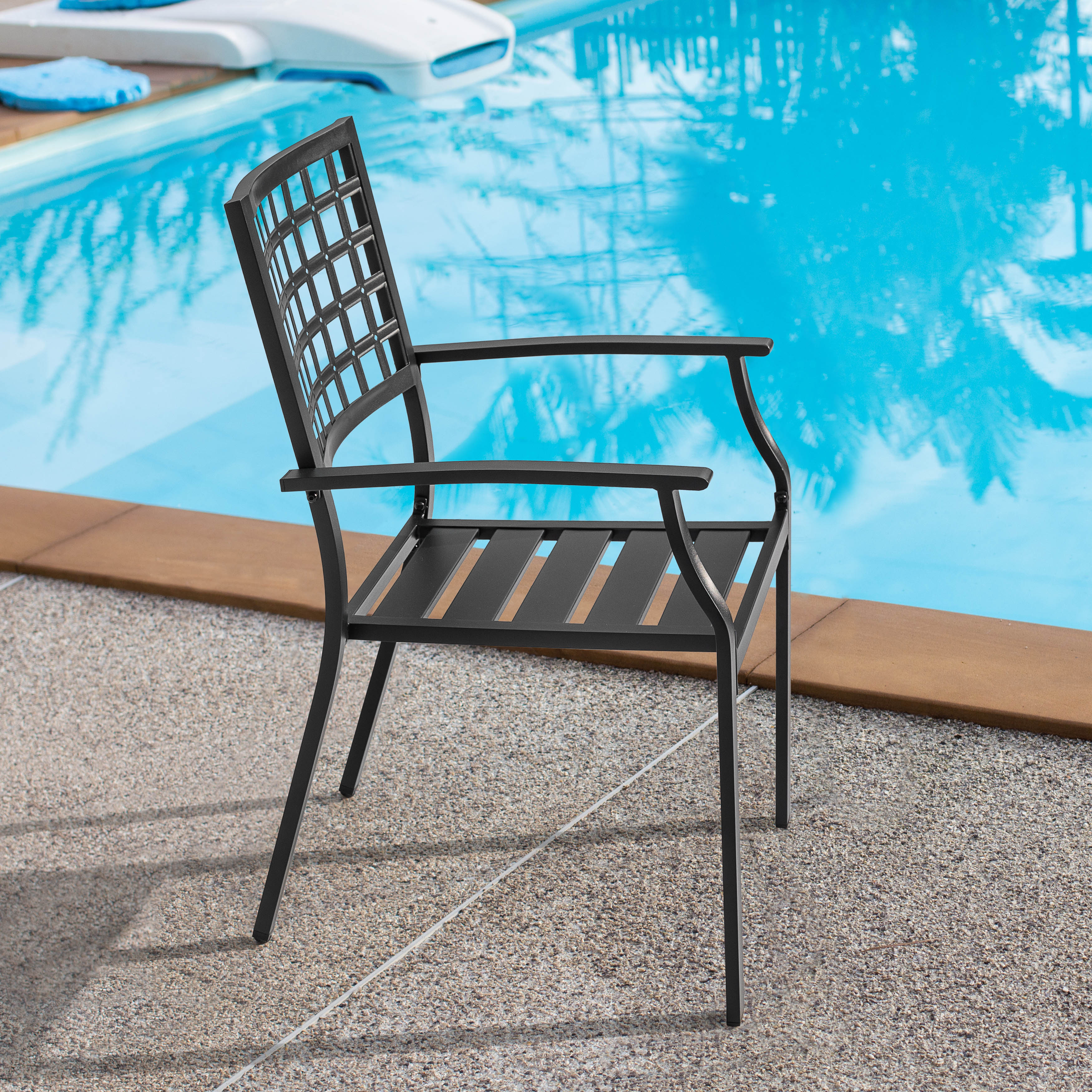 Nuu Garden Outdoor Patio Chair Set of 2, Metal Outdoor Dining Chairs, Black