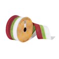 thumbnail image 1 of Vickerman Q180782 2.5 in. x 10 Yards Red, Green &amp; White Striped Ribbon, 1 of 1