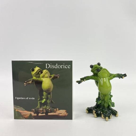 Disdorice Figurines of resin,Frog Figurines Ornaments -Resin Hug Frog Statues-Adorable Frog Sculpture Perfect for Home Decor or Gift