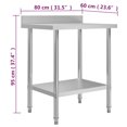 thumbnail image 4 of vidaXL Kitchen Work Table with Backsplash 80x60x93 cm Stainless Steel, 4 of 5