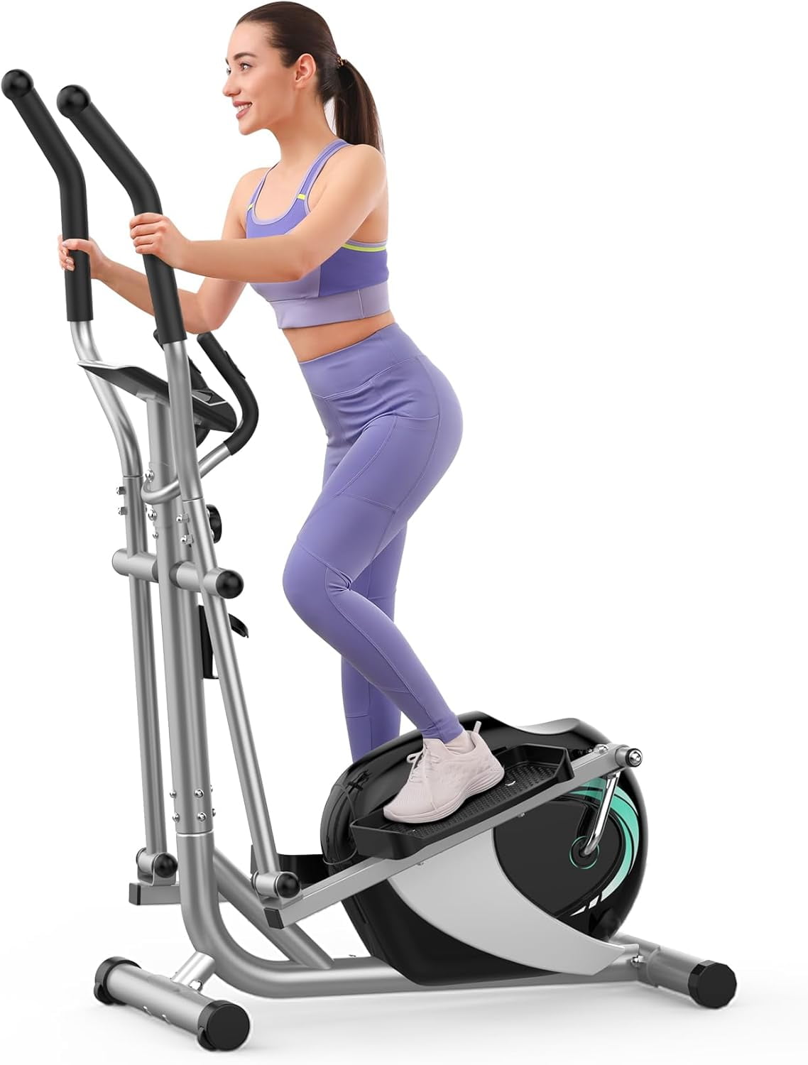 compact magnetic elliptical machine trainer with lcd monitor and pulse rate grips by efitment e005 Walmart