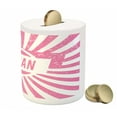 thumbnail image 3 of Susan Piggy Bank, Female Name with Grunge Effect Birthday Girl Celebration Striped Backdrop, Ceramic Coin Bank Money Box for Cash Saving, 3.6" X 3.2", Pale Pink and White, by Ambesonne, 3 of 4