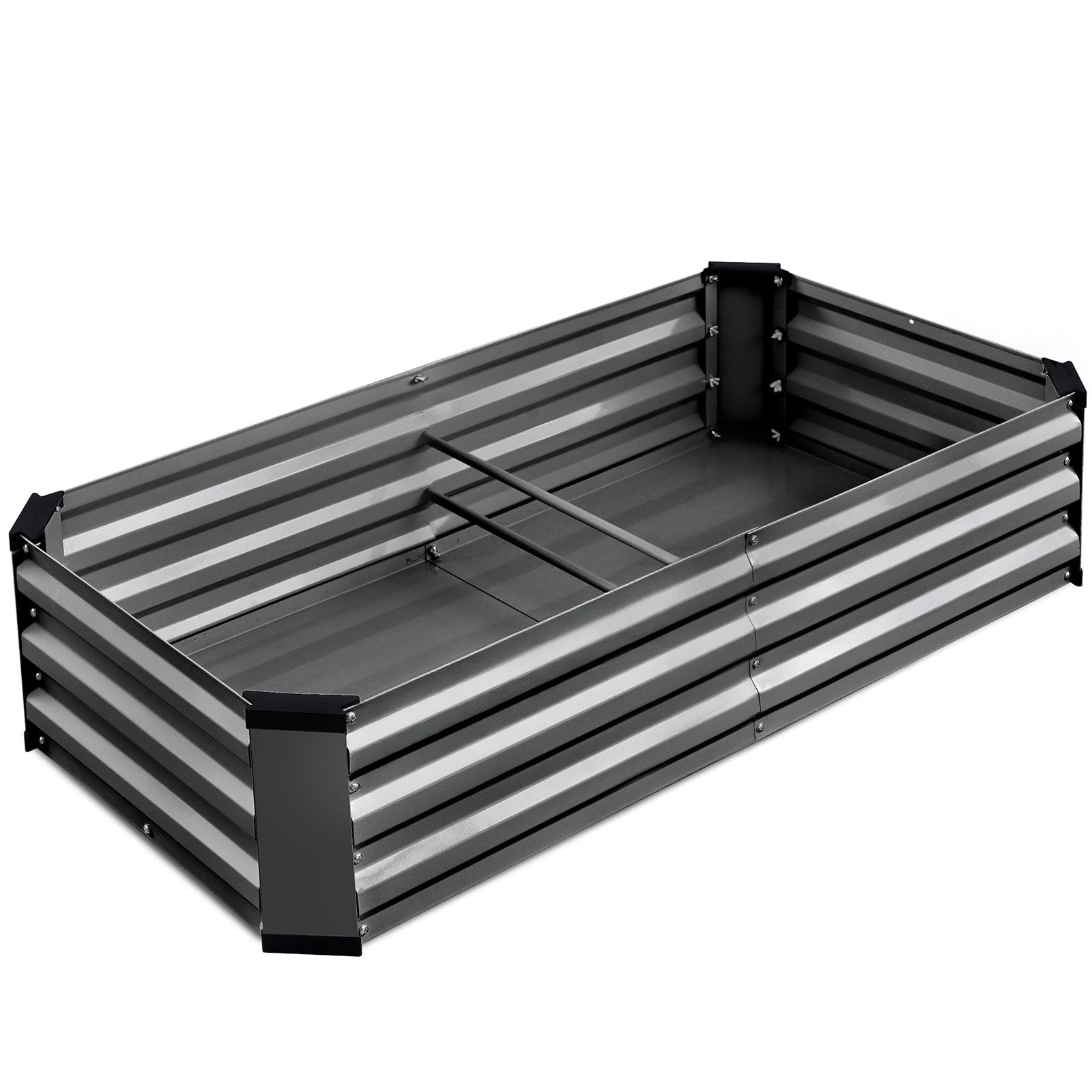 King Bird 4x2x1 ft Galvanized Metal Raised Garden Bed with Bottom Closed - Elevated Planter Box for Indoor, Outdoor, Patio & Balcony Gardening Dark Gray