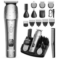 HOOICB Beard Trimmers for Men, Rechargeable Cordless Hair Clipper with LED Display, Grooming Kit