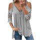 thumbnail image 1 of Blusas Para Mujer Elegantes, Informales, de Talla Grande, Blusas, Camisas Con Hombros Descubiertos, Encaje, Media Mangaｖ, Cuello Con Cremallera, Camiseta Hueca, Blusa Odeerbi  ODB154513, 1 of 8