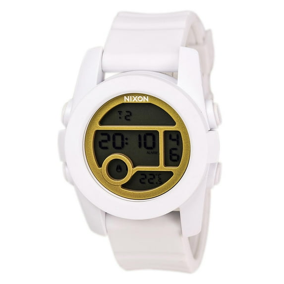 Nixon Men's A4901035 The Unit 40 Grey Digital Dial White Rubber Strap Chronograph Alarm Watch