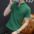thumbnail image 3 of Camiseta de hombre con alfabeto, camiseta con cuello para hombre, camisetas lisas, polos verdes, camisetas ajustadas con cuello en V, ropa de moda para hombre, cómoda y elegante, 3 of 5