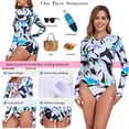 thumbnail image 2 of RELLECIGA Women's Rash Guard Long Sleeve UV Protection Women Tummy Control Zipper One Piece Swimsuit Sexy Monokini Floral Bathing Suits Size S, 2 of 9