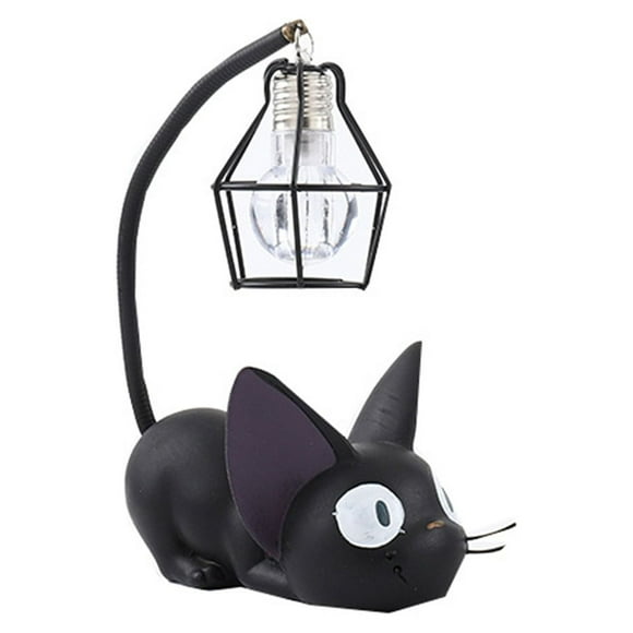 Jiji Cat Resin Lamp Cat Night Light Black Cats Toys Lamp Anime Cat Lamp Jiji Cat Resin Lamp Cute Unique Shape Sturdy Light Pole Resin Night Light For Home Decoration GiftsIron Wire