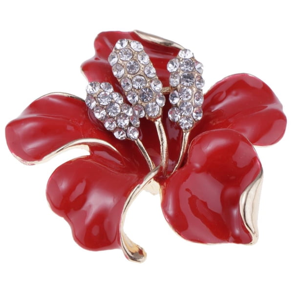 Broche Del De Lujo De La Flor Del De Moda Lindo Pin De Solapa De Boda Vestido Broche rojo Zulema Pin broche de flores de diamantes de imitación