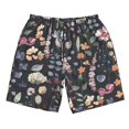 thumbnail image 2 of Honeii's Wildflower Watercolor 1 Print Men's Casual Shorts with Drawstring，Swim Trunks Quick Dry Beach Shorts, 2 of 5