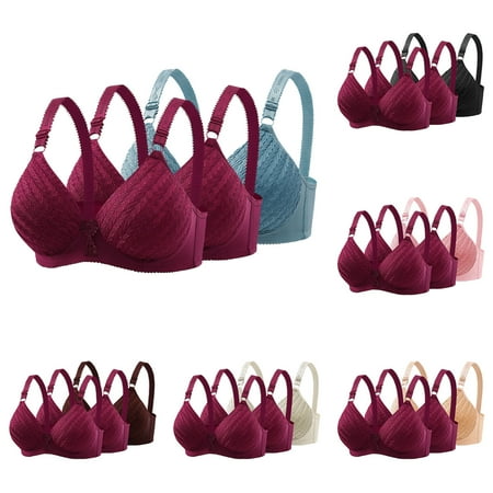 HomeDM 3 Pack Womens Bras No Underwire Comfort Support and Lift Seamless Bras Push Up Wireless Full Coverage Bralettes 36B-C
