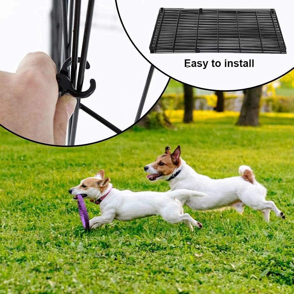 Dkelincs 24 inch Tall Dog Fence Outdoor Dog Playpens Portable Foldable Pet Crate Kennel 8 Panel Black Walmart