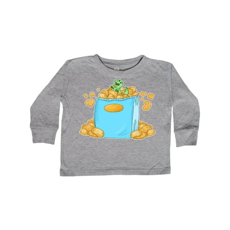 

Inktastic Little Dino Snacking on Chips Gift Toddler Boy or Toddler Girl Long Sleeve T-Shirt